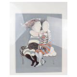 Graciela Rodo Boulanger Sisters With Cat Framed Lithograph