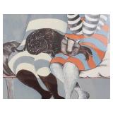Graciela Rodo Boulanger Sisters With Cat Framed Lithograph