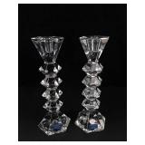 Pair of Godinger Crystal Legends Lead Crystal Candlesticks