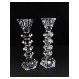 Pair of Godinger Crystal Legends Lead Crystal Candlesticks