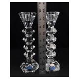 Pair of Godinger Crystal Legends Lead Crystal Candlesticks