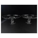 Clear Glass Pedestal Compote Pair