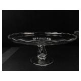 Clear Glass Pedestal Compote Pair