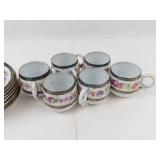 Floral Porcelain Teacups & Plates (Lot of 14)