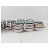 Floral Porcelain Teacups & Plates (Lot of 14)