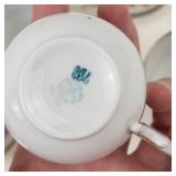 Floral Porcelain Teacups & Plates (Lot of 14)