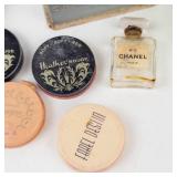 Vintage Cosmetics, Perfumes & Uranium Glass Dish Mixed Lot