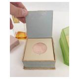 Vintage Cosmetics, Perfumes & Uranium Glass Dish Mixed Lot