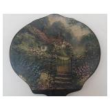 Decorative Hand Mirror With Painted Reverse Side