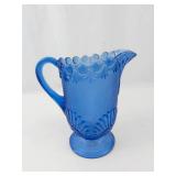 Vintage Sapphire Blue Hobnail Glass Pitcher