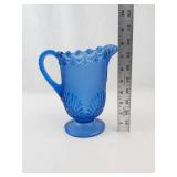 Vintage Sapphire Blue Hobnail Glass Pitcher