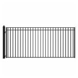 Madrid Style 14 ft. x 6 ft. Black Steel Single Swing Driveway Fence Gate
