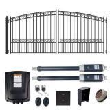 18 ft. x 6 ft. Automated Steel Paris Dual Swing Black Steel Driveway Gate and Gate Opener Kit ETL Listed Fence Gate