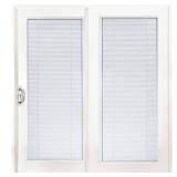 72 in. x 80 in. Smooth White Left-Hand Composite Sliding Patio Door with Low-E Built in Blinds