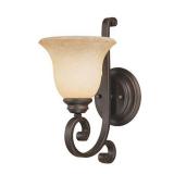 Millennium Lighting 1221-RBZ Oxford One-Light Sconce w/ Turinian Scavo Glass in Rubbed Bronze