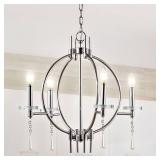 JONATHAN Y Laura 23" Crystal/Metal LED Chandelier, Chrome