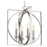 (2) Inman Collection 4-Light Polished Nickel Pendant with Satin Nickel Accents