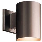 (2) Cylinder Collection 5" Antique Bronze Modern Outdoor Wall Lantern Light