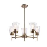 (3) Bea 5-Light Antique Brass Chandelier with Clear Glass