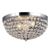 (2) 2-Light Chrome and Crystal Flush Mount