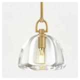 1-Light Farmhouse Gold Pendent Light, Kitchen Island Lighting with Raindrop Glass Shade