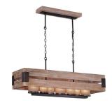 Cesto Collection 7-Light Wood Rectangular Chandelier
