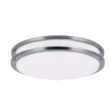 12 in. Brushed Nickel Round Double Ring LED Flush Mount Dimmable Adjustable CCT Ceiling Light ENERGY STAR
