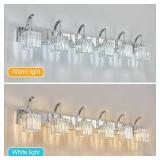 Shop ZHLWIN Home Lighting 51.18 in. 6-Light Chrome Square Vanity Lights with Crystal Accents Over Mirror For Bathroom（JW-294）