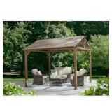 Shop Hampton Bay Providence Place 11 ft. W x 10 ft. D Brown Hard Top Gazebo
