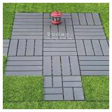 (9 cases)12 x 12 in. Plastic Interlocking Flooring Tiles Indoor and Outdoor Patio Garden Deck Poolside Balcony 44-Pack Gray