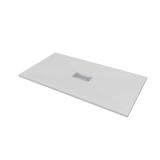 CASTICO 32 in. W x 60 in. L x 1.125 in. H Alcove Solid Composite Stone Shower Pan Base with Center Drain in White Sand