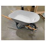 6 cu. ft. Steel Tub Wheelbarrow with Wooden Handles and Pneumatic Tire