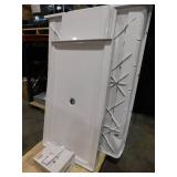 STORE+ 60 in. x 34 in. Single Threshold Center Drain Shower Base with Shower Walls and 12-Piece Accessory Kit in White