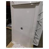 STORE+ 60 in. x 34 in. Single Threshold Center Drain Shower Base with Shower Walls and 12-Piece Accessory Kit in White