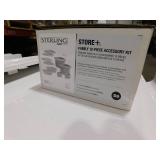 STORE+ 60 in. x 34 in. Single Threshold Center Drain Shower Base with Shower Walls and 12-Piece Accessory Kit in White