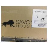 Octave 21 in. W x 9 in. H 3-Light Black Bathroom Vanity Light with Clear Glass Shades