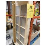 32 in. x 80 in. Left Handed Unfinished Pine Wood Clear Glass 10 Lite True Divided Single Prehung Interior Door