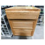 Hampton 24 in. W x 24 in. D x 34.5 in. H Assembled 3-Drawer Base Kitchen Cabinet in Medium Oak