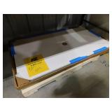 CASTICO 32 in. W x 60 in. L x 1.125 in. H Alcove Solid Composite Stone Shower Pan Base with Center Drain in White Sand