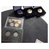 Westward Series Nickel Set, Pair Of Liberty Nickels 1907, 1911, Betty Boop Painted Quarter And 2 Sac Dollars