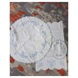 Bundle of Vintage Embroidered Linen Table Runners, Dresser Scarves, Doilys