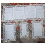 Bundle Of Linen Cutwork, Hand-Made Dresser Scarves, Runners, Doilys, Tablecloths