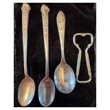 Vintage Silverplate Howdy Doody & Mickey Mouse Spoons, Grain Belt Bottle Opener