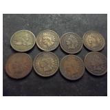7 Indianhead Cents And 1858 Flying Eagle Small Print