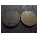 1865 & 1864 2 Cent Pieces