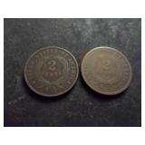 1865 & 1864 2 Cent Pieces