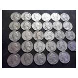 29 Silver Washington Quarters All Unique