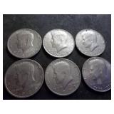 6 JFK Half Dollars 1971-1982