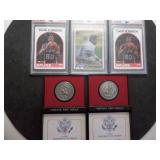 3-Basketball Cards David Robinson & Tony Dorestt And 2- Americas First Metals