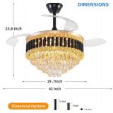 Crystal Fandelier with Lights Black Remote